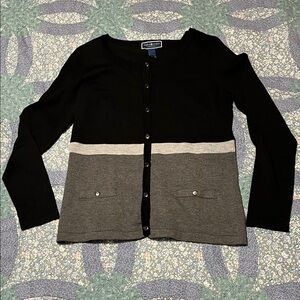 Karen Scott Black and Gray Cardigan Sweater